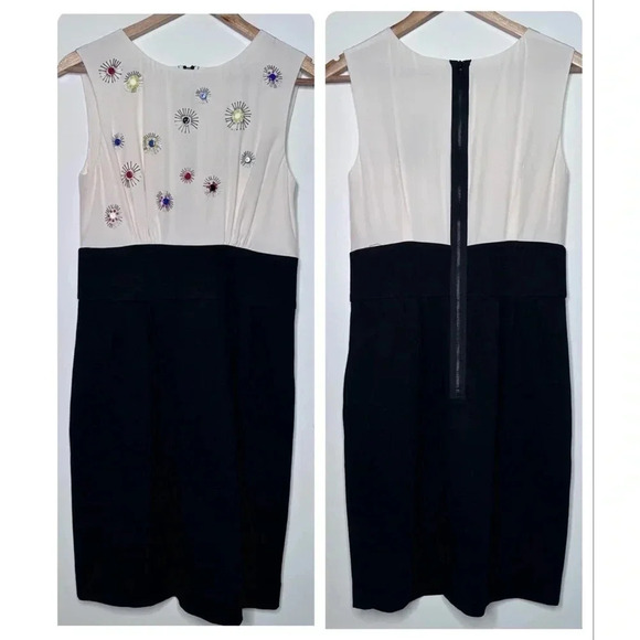 Trina Turk Beaded Silk Bodice Sleeveless Wool Blend Dress Size 4 - Picture 1 of 10